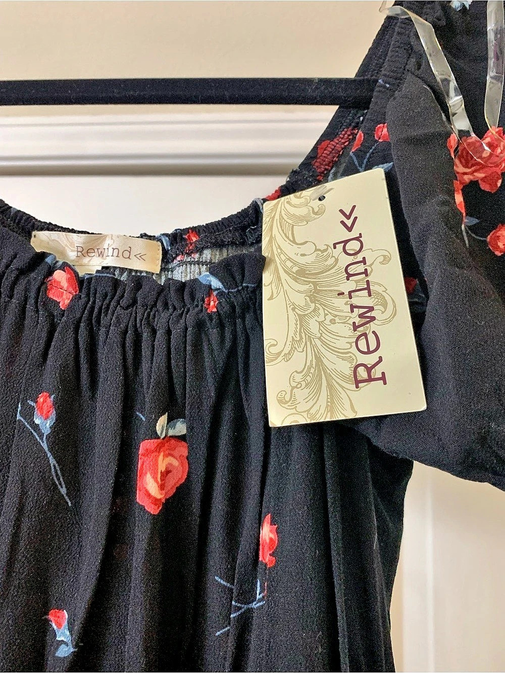 Rewind Floral Maxi-Midi Dress in Black & Red Size Small NWT - Picture 5 of 11